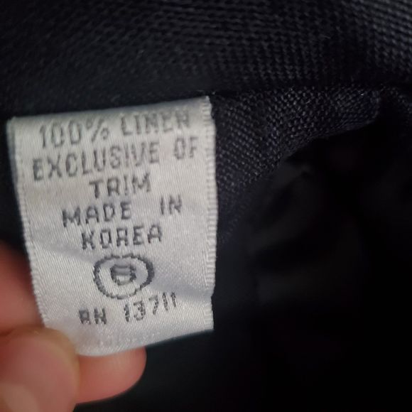 Lord & Taylor Vintage Navy Linen Embroidered Jacket Blazer Pearl Buttons sz 6P - Picture 7 of 7